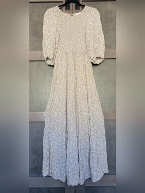Roolee Cream Floral Long Sleeve Maxi Dress
